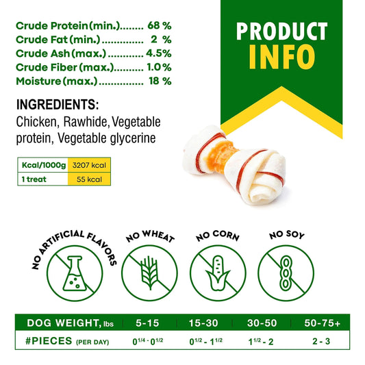 Chicken-Wrapped Rawhide Sticks – Natural Dog Chew Treats, Grain-Free