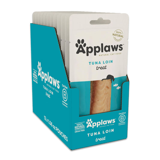 Applaws Natural Cat Treats Grain-Free Single Ingredient Healthy Cat Snacks No Artificials (12 x 1.06oz Whole Tuna Loin)