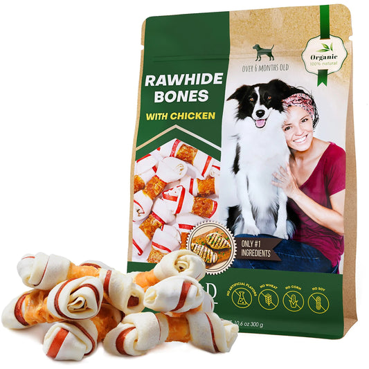 Chicken-Wrapped Rawhide Sticks – Natural Dog Chew Treats, Grain-Free